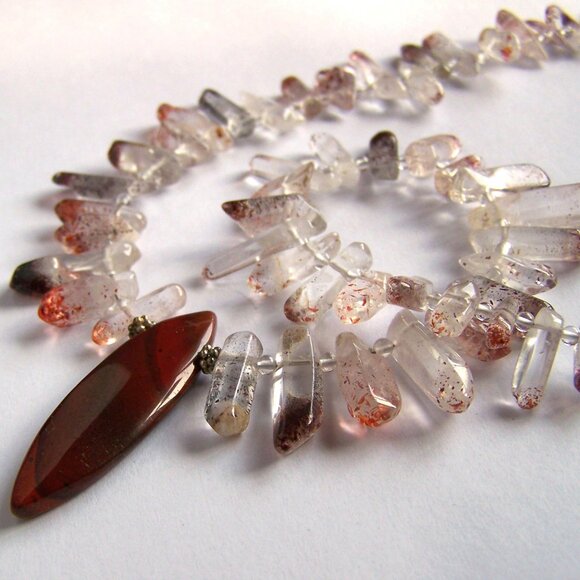 Rare LEPIDOCROCITE SUPER 7 Necklace 925 Jasper Marquise focal Sterling Silver - Picture 9 of 12